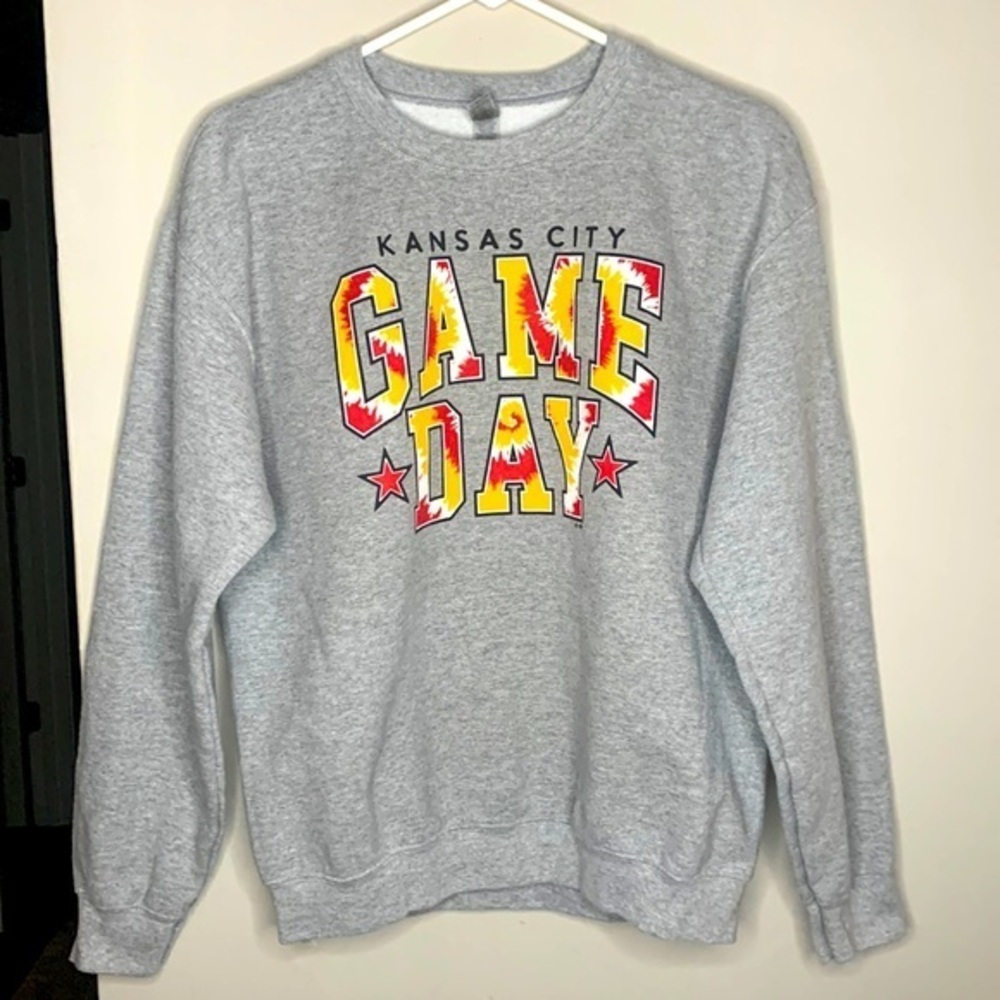 Kansas City Chiefs Game Day Gray Tie Dye Crewneck Sweatshirt KC Sweater Size M